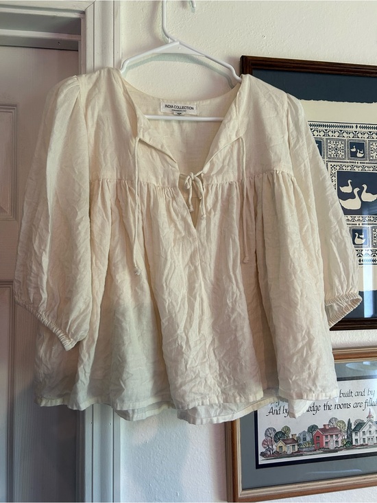 Emerson Fry Tops - Emerson Fry Cream Billowy Peasant Blouse